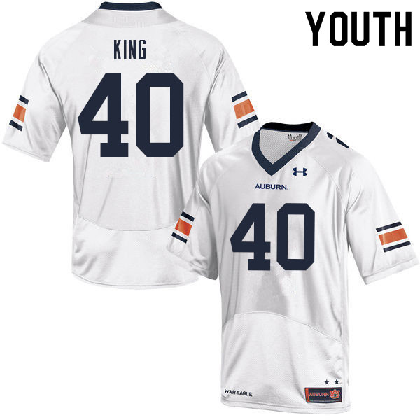 Youth Auburn Tigers #40 Landen King White 2021 College Stitched Football Jersey